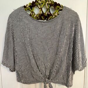 Black and white striped casual top. Size medium